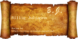 Billig Julianna névjegykártya